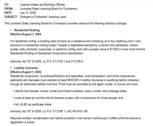 LSUCC RULES FOR ROOFING 2026